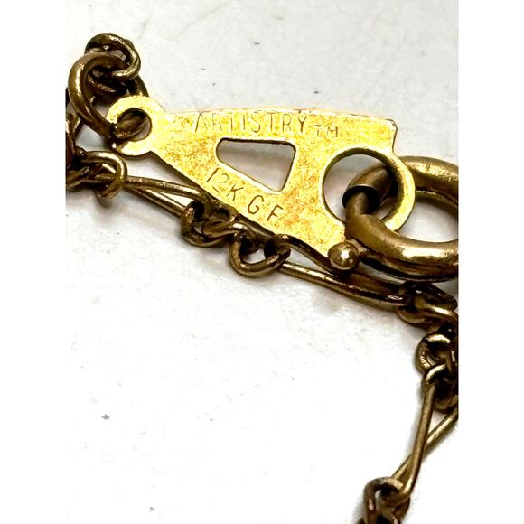 Vintage Cloisonne Open Diamond Pendant Necklace ARTISTRY 12K GF - Picture 3 of 4